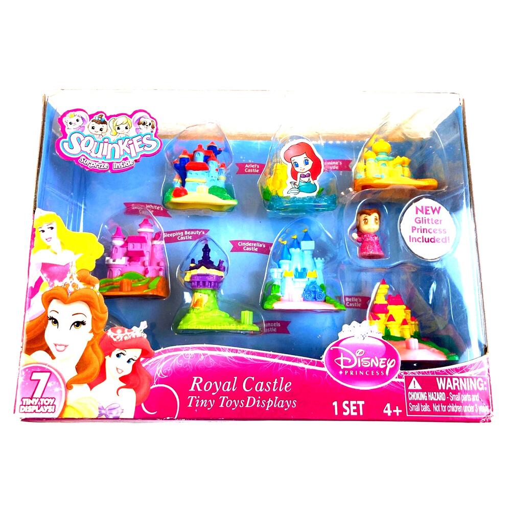 Disney Squinkies 7 Royal Castles Display Set New in Box